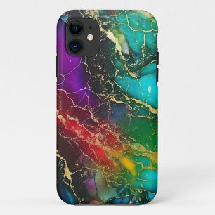 Regenboog kleuren Alcohol inkt schilderij iPhone 11 Hoesje