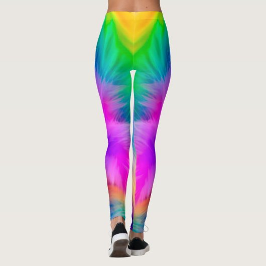 Regenboog kleuren bont ontwerp leggings (Achterkant)