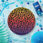 Regenboog Kleuren Fantasie Luipaard Print Patroon Papieren Bordje (Feest)