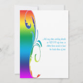 Regenboog kleuren gescrolde bruiloft uitnodiging (Achterkant)