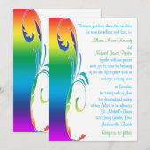 Regenboog kleuren gescrolde bruiloft uitnodiging (Voorkant / Achterkant)