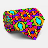 Regenboog Kleuren Patchwork Geometrisch Herhalend  Stropdas (Opgerold)