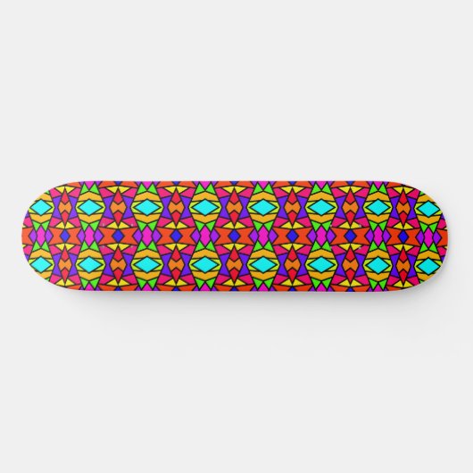 Regenboog Kleuren Patchwork Geometrische Herhaal P Skateboard (Horizontaal)