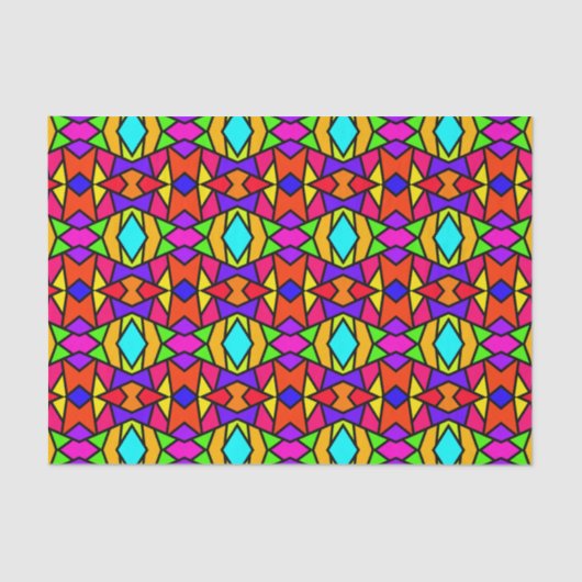 Regenboog Kleuren Patchwork Geometrische Herhaal P Tissuepapier (Voorkant)