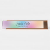 Regenboog Kleuren Sjabloon Roos Goud Elegant Moder Bureau Naambordje (Voorkant)