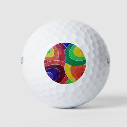 Regenboog kleuren spiralen golfballen (Voorkant)