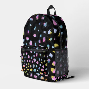 Regenboog Kleuren Terrazzo Stijl op Zwart Unisex Bedrukte Rugzak