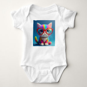 Regenboog Kleurige Kitten Met Bril-46568 Romper