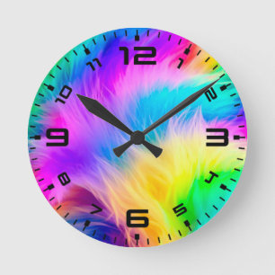 Regenboog Kleurige Vacht Ontwerp-75293 Ronde Klok