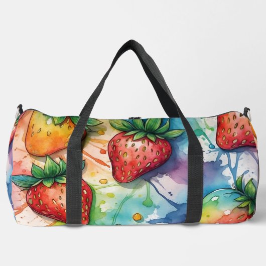 Regenboog kleurrijke aardbeien plunjezak (Voorkant)