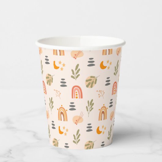 Regenboog Kleurrijke Boho Pattern Style Party Papieren Bekers (Links)
