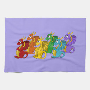 Regenboog kleurrijke draken cartoon  theedoek
