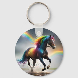Regenboog Kleurrijke Fantasy Paard, Sleutelhanger