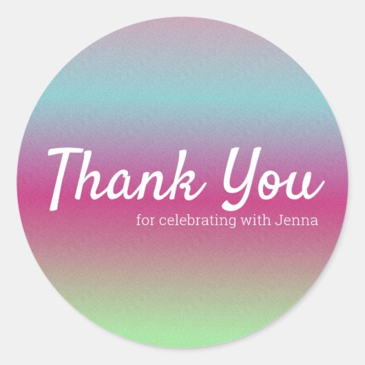 Regenboog Kleurrijke Faux Glitter Roze Blauw Ronde Sticker (Voorkant)