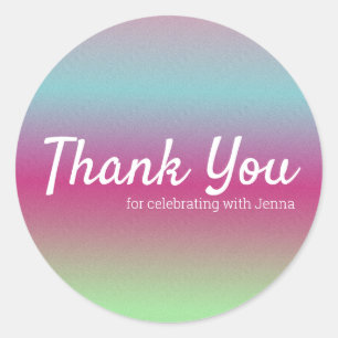 Regenboog Kleurrijke Faux Glitter Roze Blauw Ronde Sticker