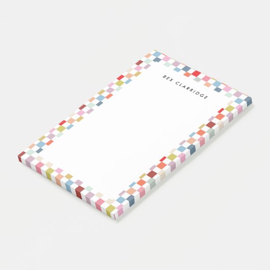 Regenboog Kleurrijke Geruite Gepersonaliseerde Post-it® Notes (Schuin)