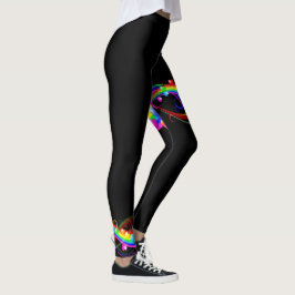 Regenboog Kleurrijke Harten op Zwarte Vrouwen Legg Leggings