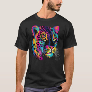 Regenboog Kleurrijke Jaguar Big Cat Lover Print Gr T-shirt