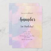 Regenboog Kleurrijke Waterverf Eerste Verjaardag Kaart (Voorkant / Achterkant)