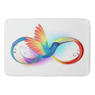 Regenboog Kolibrie met oneindigheidssymbool Badmat