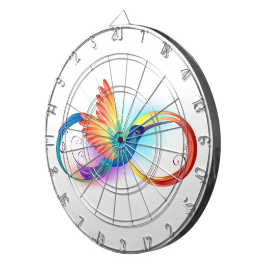 Regenboog Kolibrie met oneindigheidssymbool Dartbord (Voorkant Rechts)