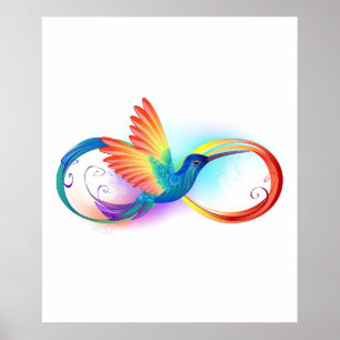 Regenboog Kolibrie met oneindigheidssymbool Poster