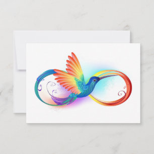 Regenboog Kolibrie met oneindigheidssymbool RSVP Kaartje