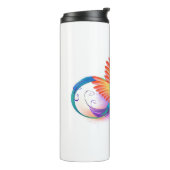 Regenboog Kolibrie met oneindigheidssymbool Thermosbeker (Gedraaid links)