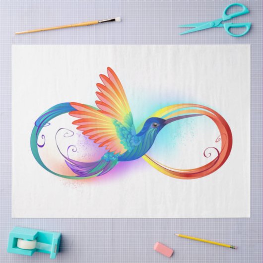 Regenboog Kolibrie met oneindigheidssymbool Tissuepapier (Craft)
