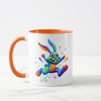 Regenboog Konijn Springend Grappig Cartoon Mok