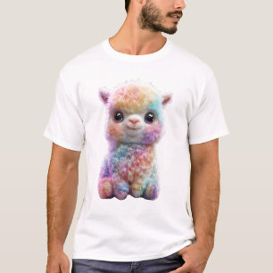 Regenboog Kosmische Glitters Fluwelen Pastel Alpac T-shirt