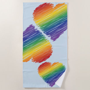 Regenboog krabbel hart strand handdoek