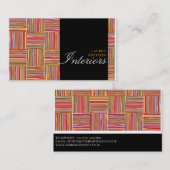 Regenboog kruisraster + zwart interieurontwerp visitekaartje (Voorkant / Achterkant)