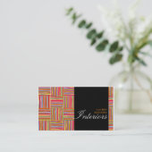 Regenboog kruisraster + zwart interieurontwerp visitekaartje (Staand voorkant)