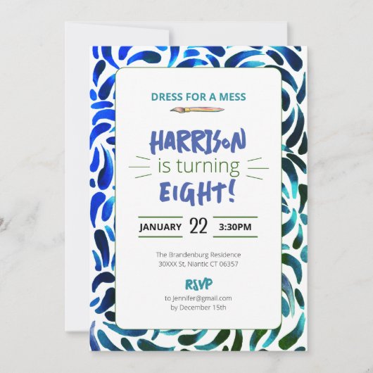 Regenboog Kunst Schilderen Verjaardagsfeest Jongen Kaart (Voorkant)