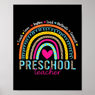 Regenboog Leren Liefde Inspireren Kleuterleidster Poster