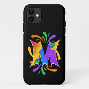 Regenboog Letter M Monogram Abstract iPhone 11 Hoesje