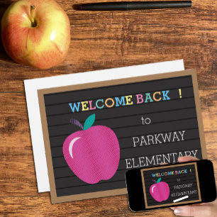 Regenboog Letters Apple Terug Naar School Digitale Kaart