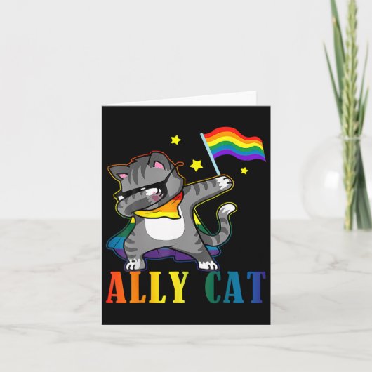Regenboog LGBT Lesbische Pride Grappige Kat Dabbin Kaart (Voorkant)