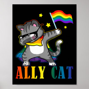 Regenboog Lgbt Lesbische Trots Grappige Kat Dabbin Poster