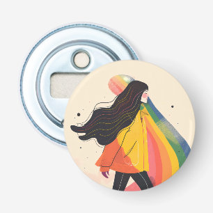 regenboog lgbt meisje, gay lesbisch, trots button flesopener