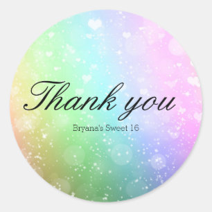 Regenboog Lichtjes Glitter Sweet 16 Feest Stickers