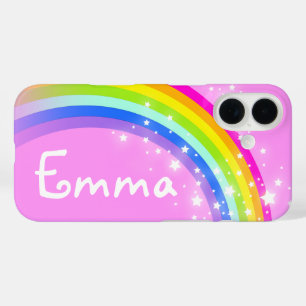 Regenboog lichtroze voeg jouw naam telefoonhoesje  iPhone 16 hoesje