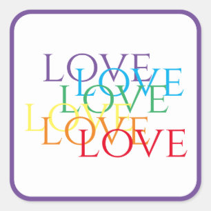 REGENBOOG LIEFDE Grote Vierkante Stickers / Paarse