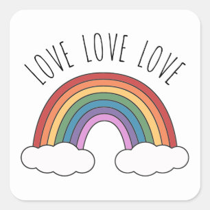 Regenboog Liefde Liefde Liefde Vierkante Sticker