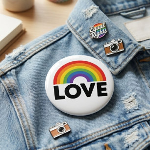 Regenboog Liefde Pride Gelijkheid Ondersteuning Wo Ronde Button 4,0 Cm