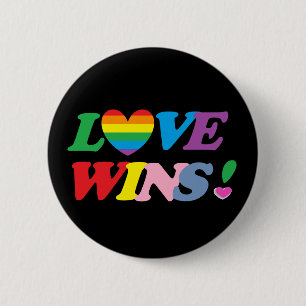 Regenboog Liefde Wint Hart LGBT Ronde Button 5,7 Cm
