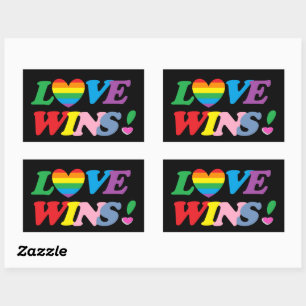 Regenboog Liefde Wint Pride Hart LGBT Rechthoekige Sticker