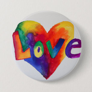 Regenboog Liefde Woord Kunst Schilderij Knoop of S Ronde Button 7,6 Cm