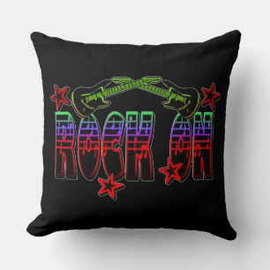 Regenboog Logo Rock On Gitaren & Sterren Worp Kuss Kussen